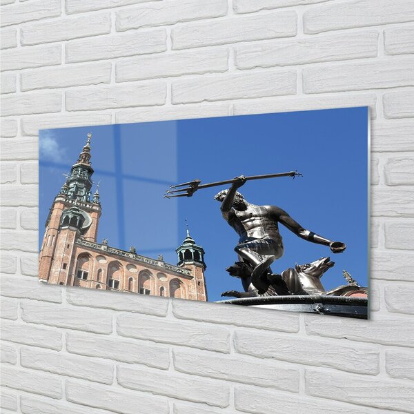 Quadro vetro Chiesa monumento di danzica 100x50 cm 2 appendini