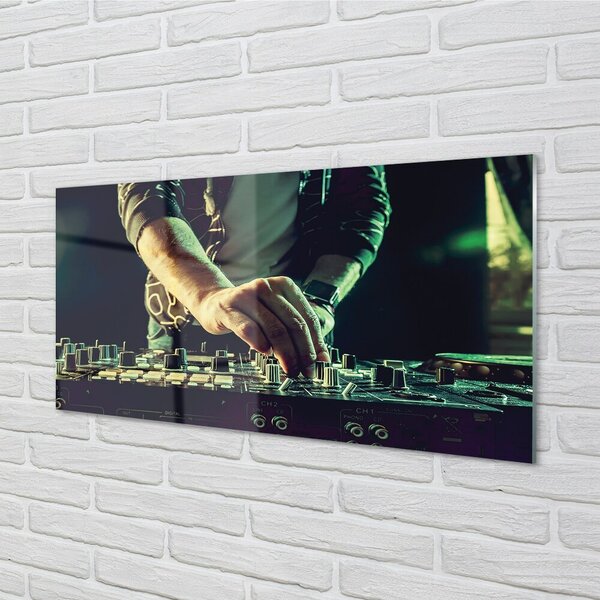 Quadro vetro Cuffie per console dj 100x50 cm 2 appendini