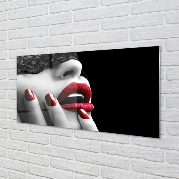 Quadro vetro Unghie della bocca femminile 100x50 cm 2 appendini