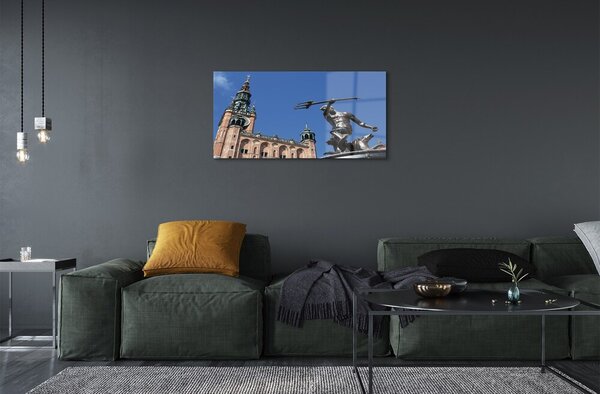 Quadro vetro Chiesa monumento di danzica 100x50 cm 2 appendini