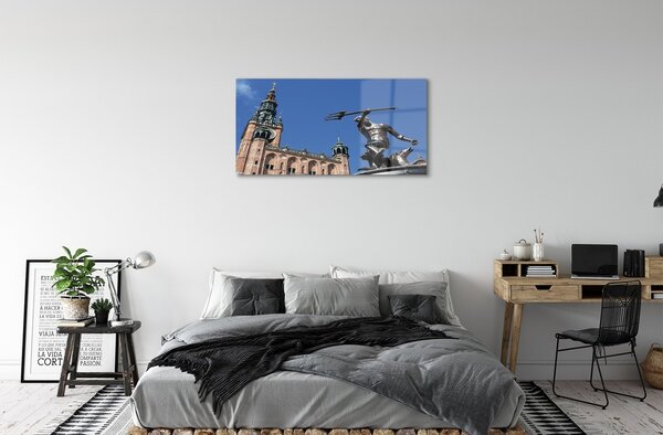 Quadro vetro Chiesa monumento di danzica 100x50 cm 2 appendini