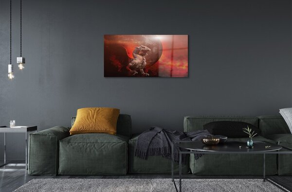 Quadro vetro Drago di fuoco 100x50 cm 2 appendini