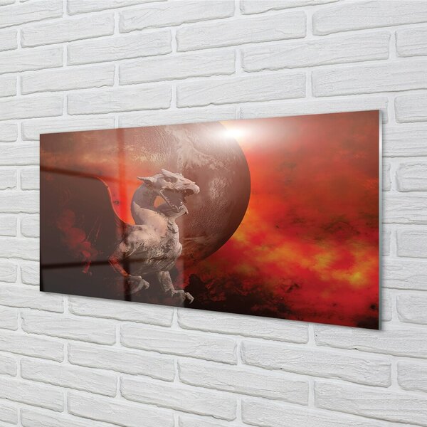 Quadro vetro Drago di fuoco 100x50 cm 2 appendini
