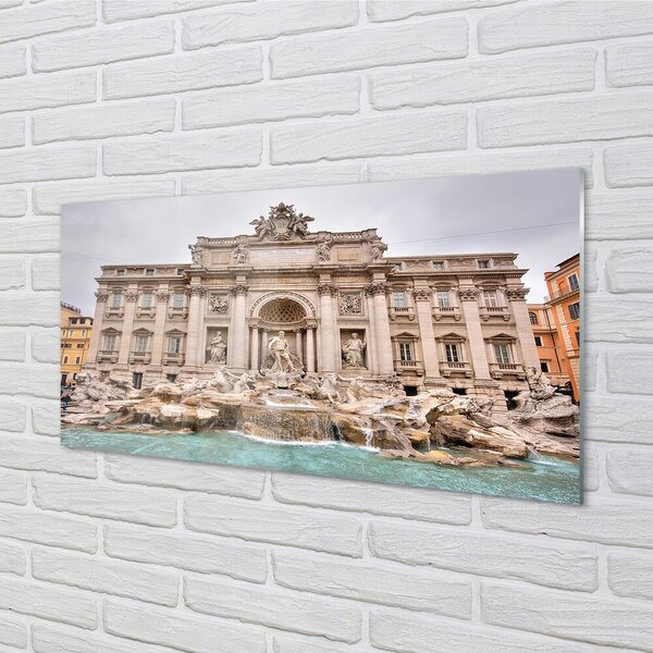 Quadro su vetro Fontana basilica di roma 100x50 cm 2 appendini