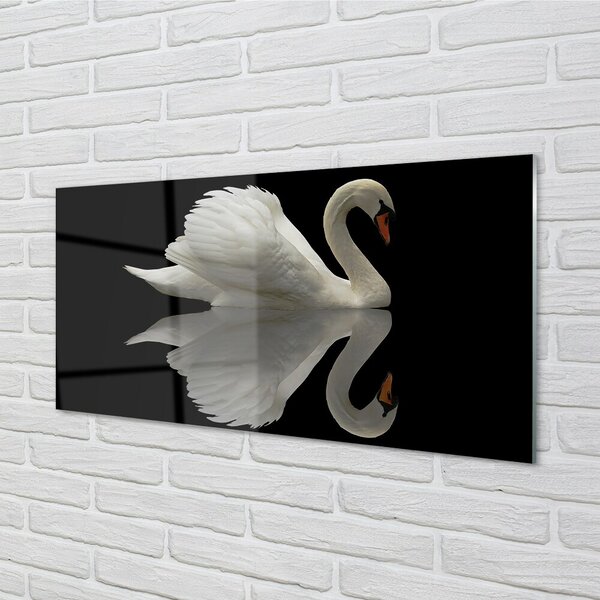 Quadro su vetro Cigno di notte 100x50 cm 2 appendini