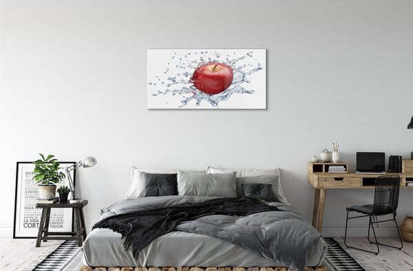 Quadro in vetro Mela rossa in acqua 100x50 cm 2 appendini