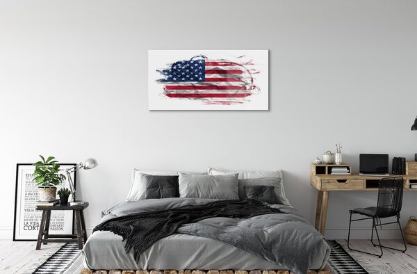 Quadro vetro Bandiera stati uniti 100x50 cm 2 appendini