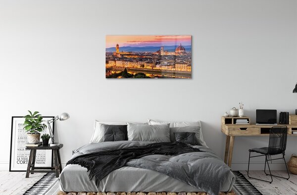 Quadro di vetro Italia panorama notturno cattedrale 100x50 cm 2 appendini