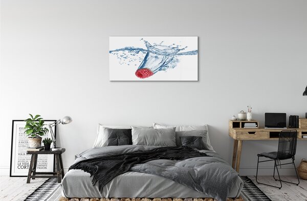 Quadro in vetro Acqua di lamponi 100x50 cm 2 appendini