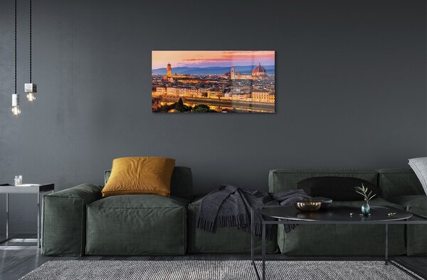 Quadro di vetro Italia panorama notturno cattedrale 100x50 cm 2 appendini