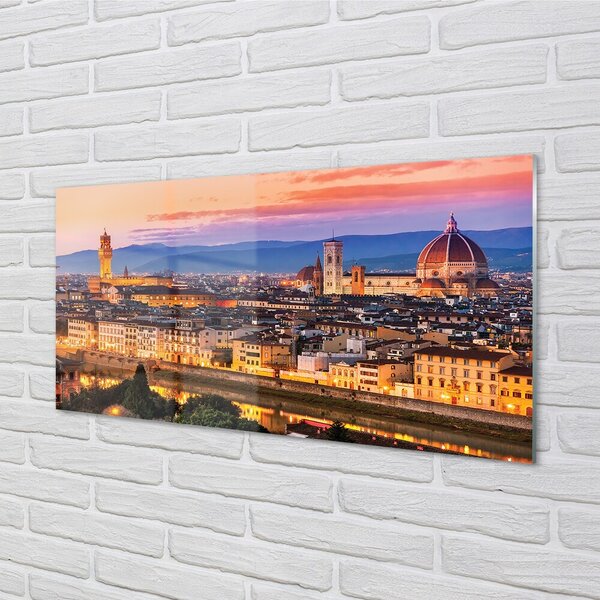 Quadro di vetro Italia panorama notturno cattedrale 100x50 cm 2 appendini