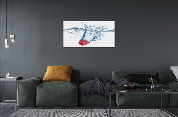 Quadro in vetro Acqua di lamponi 100x50 cm 2 appendini