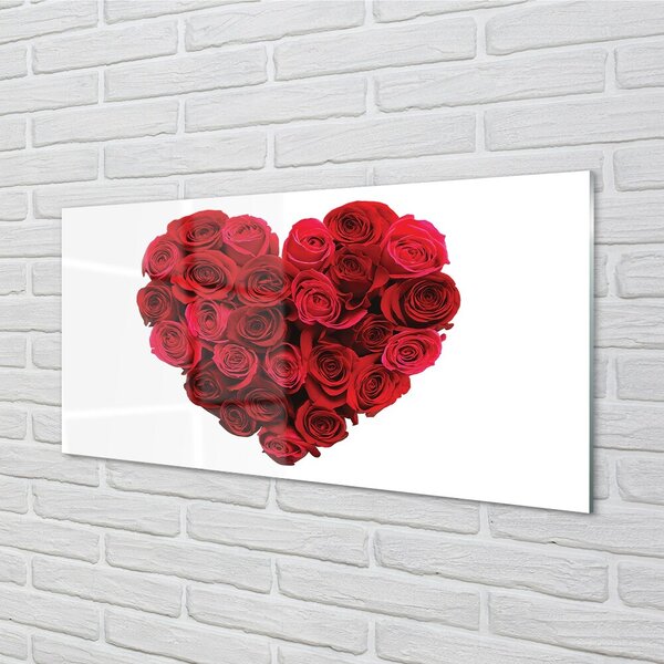 Quadro su vetro Un cuore di rose 100x50 cm 2 appendini