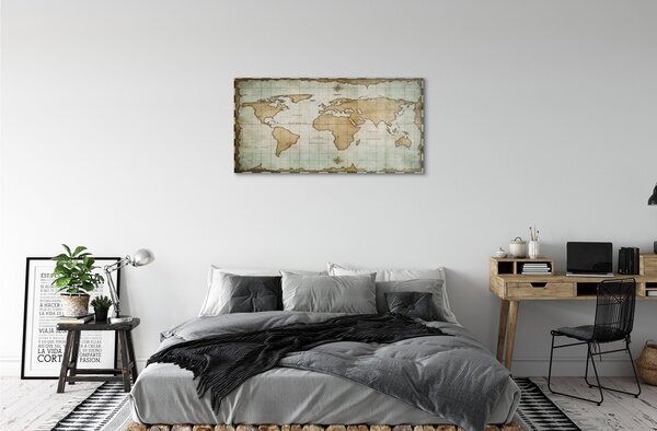 Quadro su vetro Mappa bruciata 100x50 cm 2 appendini