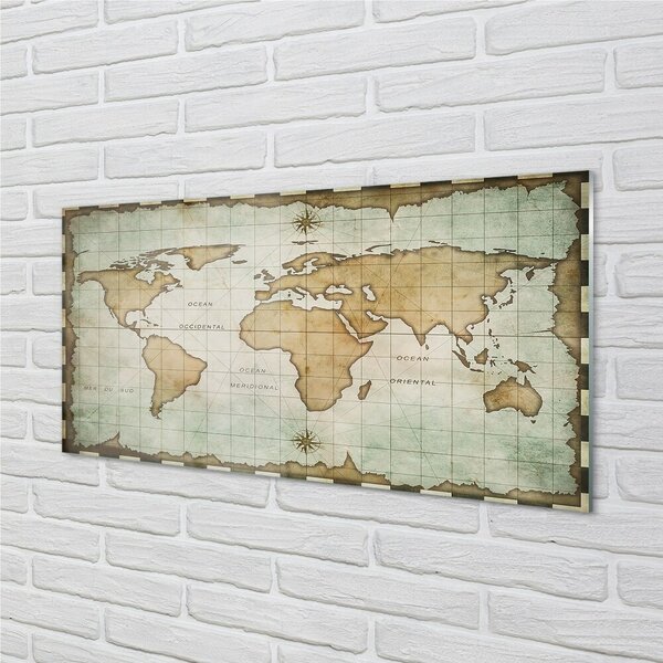 Quadro su vetro Mappa bruciata 100x50 cm 2 appendini