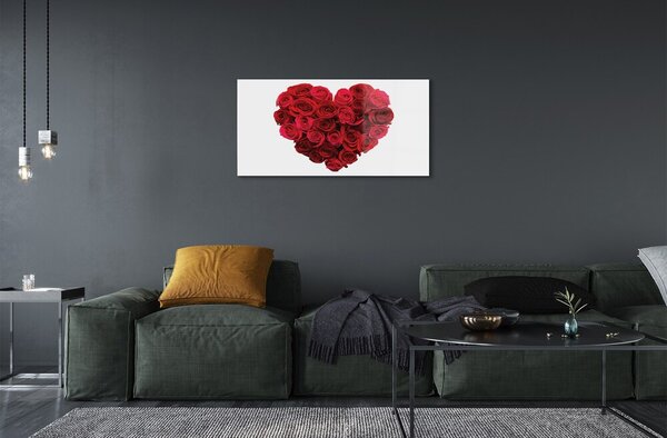 Quadro su vetro Un cuore di rose 100x50 cm 2 appendini