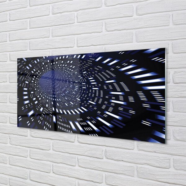 Quadro su vetro Tunnel 3d blu 100x50 cm 2 appendini