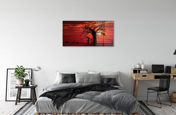 Quadro in vetro Alberi nuvole cielo 100x50 cm 2 appendini