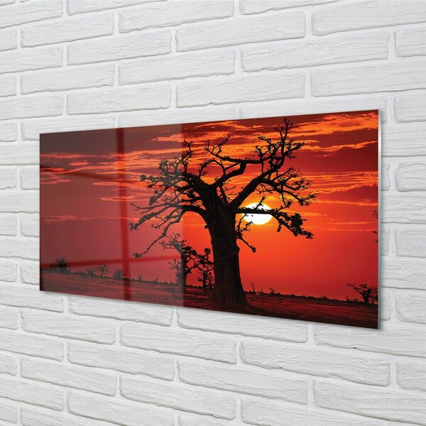 Quadro in vetro Alberi nuvole cielo 100x50 cm 2 appendini