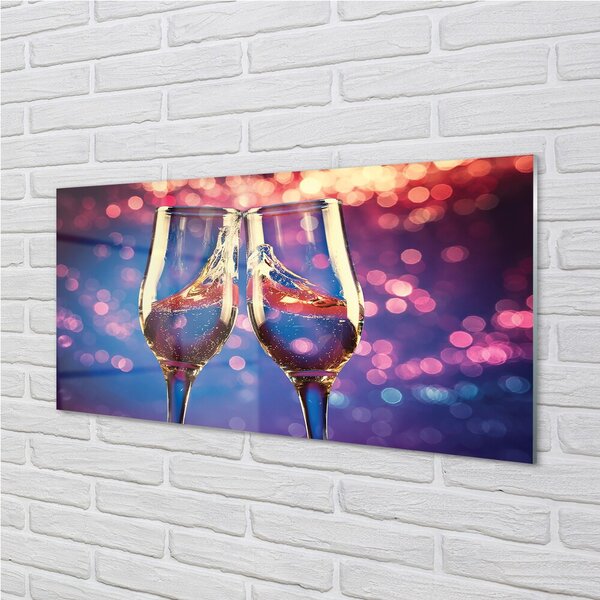 Quadro vetro Bicchieri colorati sfondo champagne 100x50 cm 2 appendini