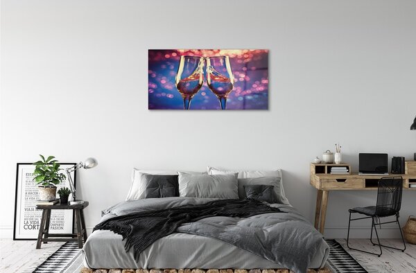 Quadro vetro Bicchieri colorati sfondo champagne 100x50 cm 2 appendini