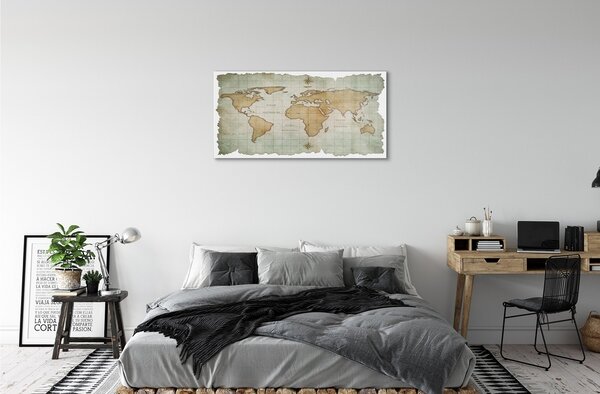 Quadro in vetro Mappa 100x50 cm 2 appendini