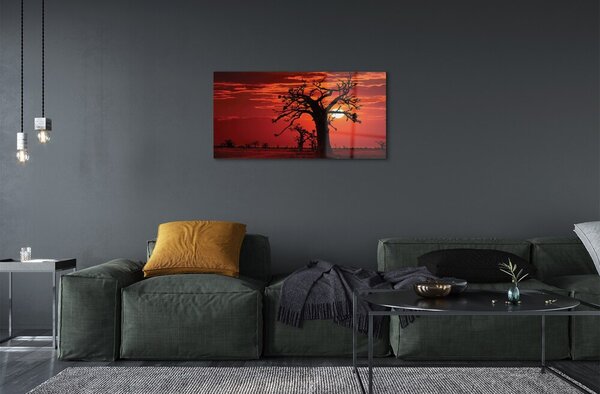Quadro in vetro Alberi nuvole cielo 100x50 cm 2 appendini