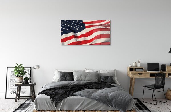 Quadro su vetro Bandiera stati uniti 100x50 cm 2 appendini
