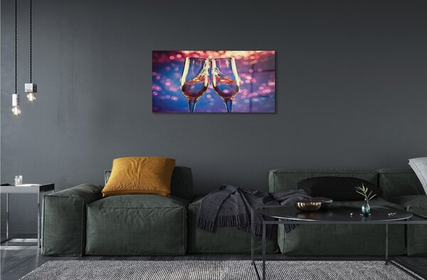 Quadro vetro Bicchieri colorati sfondo champagne 100x50 cm 2 appendini
