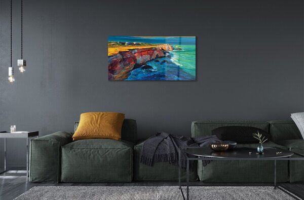 Quadro vetro Rocce del cielo marino 100x50 cm 2 appendini