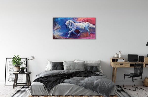 Quadro su vetro Cavallo 100x50 cm 2 appendini
