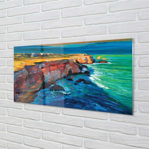 Quadro vetro Rocce del cielo marino 100x50 cm 2 appendini