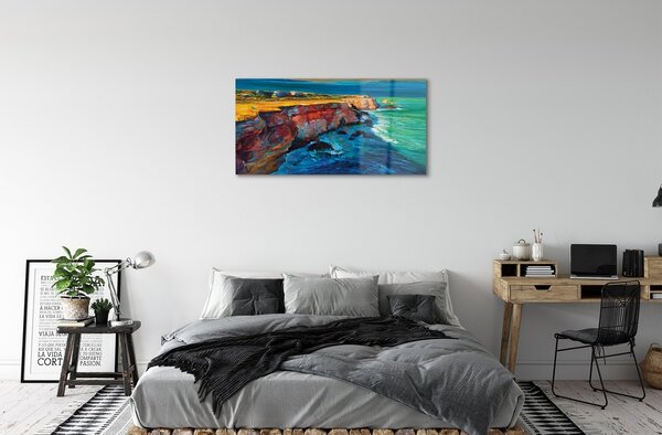 Quadro vetro Rocce del cielo marino 100x50 cm 2 appendini