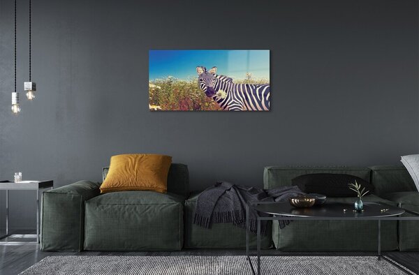 Quadro di vetro Fiori di zebra 100x50 cm 2 appendini