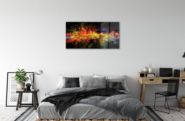 Quadro in vetro Modelli frattali gialli 100x50 cm 2 appendini