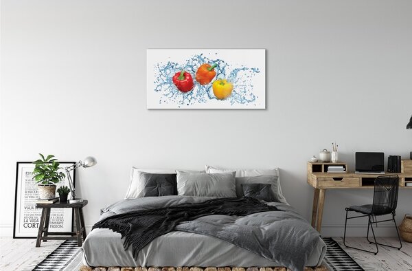 Quadro in vetro Acqua di peperoni 100x50 cm 2 appendini
