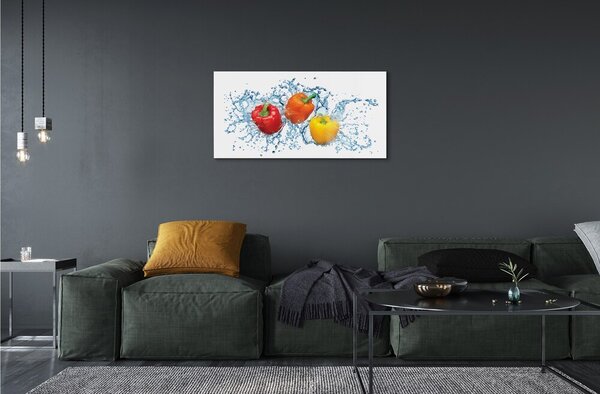 Quadro in vetro Acqua di peperoni 100x50 cm 2 appendini
