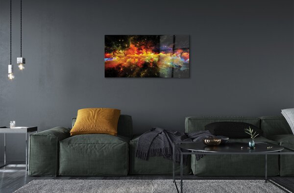 Quadro in vetro Modelli frattali gialli 100x50 cm 2 appendini