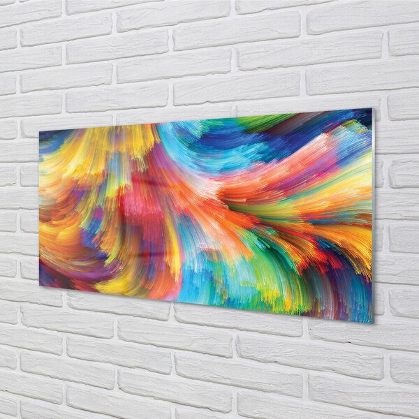 Quadro su vetro Frattali a strisce irregolari colorate 100x50 cm 2 appendini