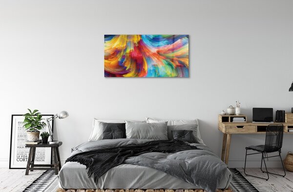 Quadro su vetro Frattali a strisce irregolari colorate 100x50 cm 2 appendini