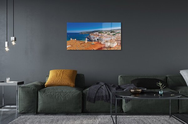 Quadro in vetro Spagna città mare montagna 100x50 cm 2 appendini