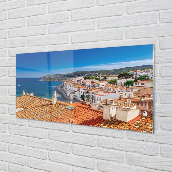 Quadro in vetro Spagna città mare montagna 100x50 cm 2 appendini