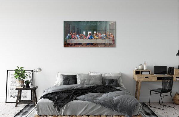 Quadro vetro L'ultima cena - leonardo da vinci 100x50 cm 2 appendini