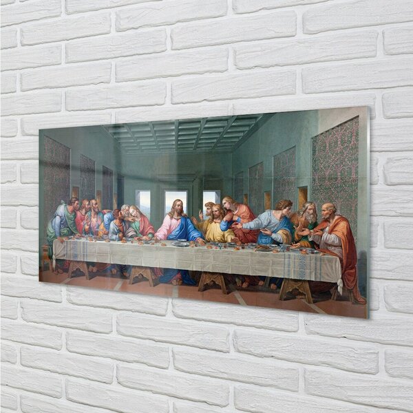 Quadro vetro L'ultima cena - leonardo da vinci 100x50 cm 2 appendini
