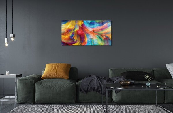 Quadro su vetro Frattali a strisce irregolari colorate 100x50 cm 2 appendini