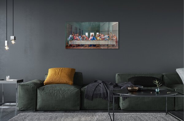Quadro vetro L'ultima cena - leonardo da vinci 100x50 cm 2 appendini