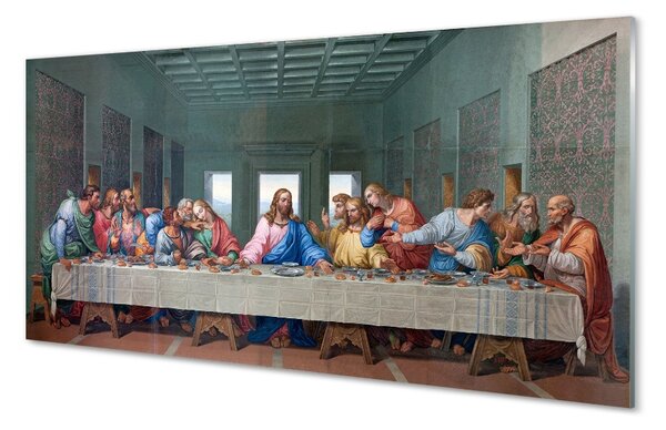 Quadro vetro L'ultima cena - leonardo da vinci 100x50 cm 2 appendini