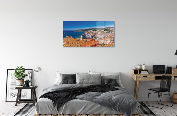 Quadro in vetro Spagna città mare montagna 100x50 cm 2 appendini