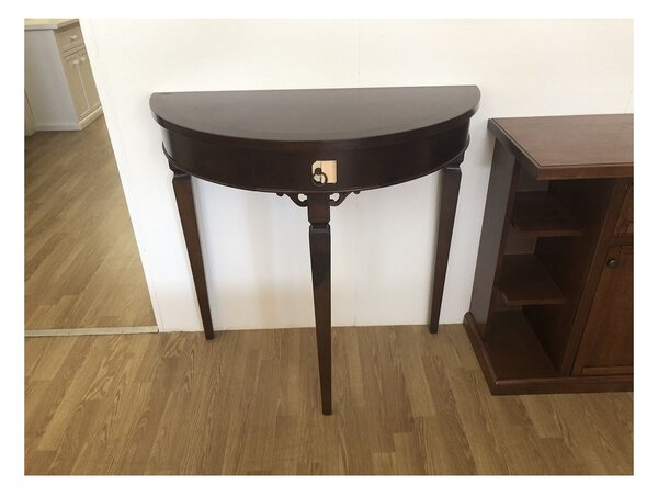 Tavolo A Mezzaluna Con Scanalature Stead – Mobile Ingresso In Legno Massello Con Ante E Ripiano, Consolle Design Per Soggiorno E Corridoio