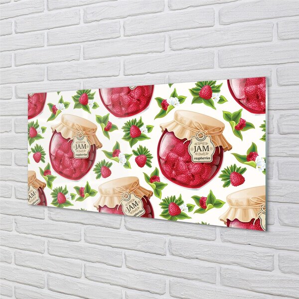 Quadro su vetro Marmellata di lamponi 100x50 cm 2 appendini
